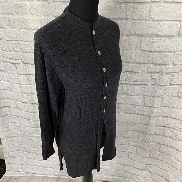 Private editions by Chico’s women 0 buttondown blouse Longsleeve black textured - Picture 5 of 10